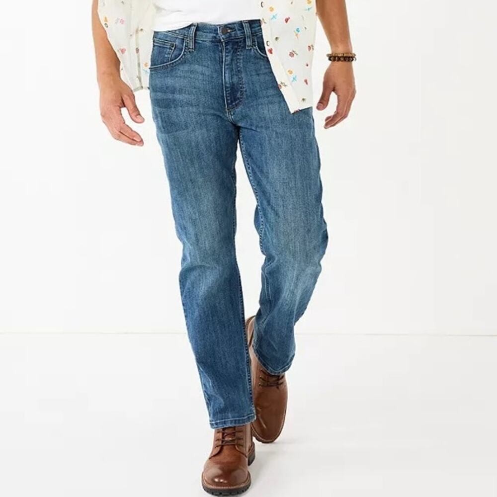 Wrangler Men's Straight Fit Jeans Mid Rise 100% Cotton in Dark Blue 34W x 34L